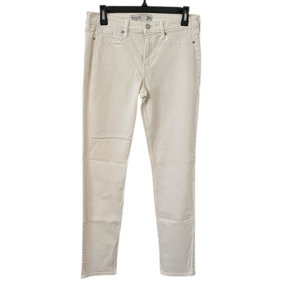 Abercrombie & Fitch Womenβs White Straight Leg Mid Rise Jeansβ Size 10R